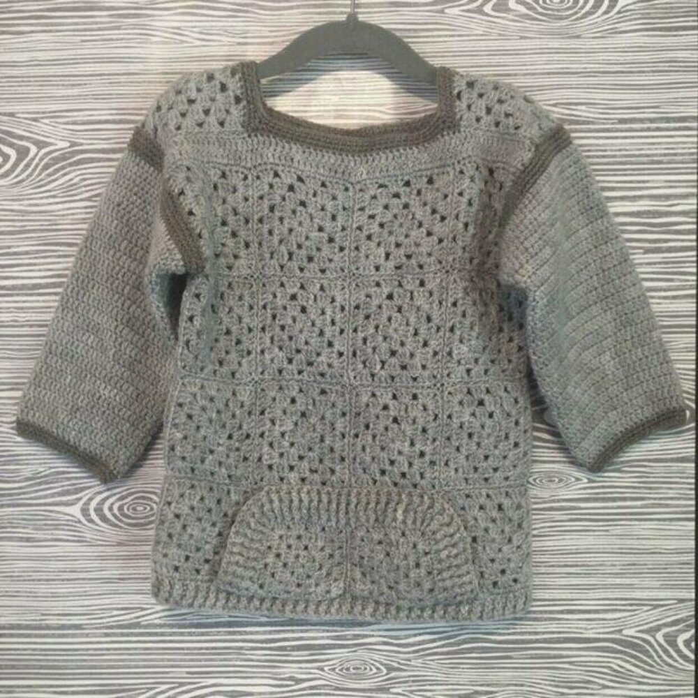 Handmade Open Knit Crochet Sweater 3-4